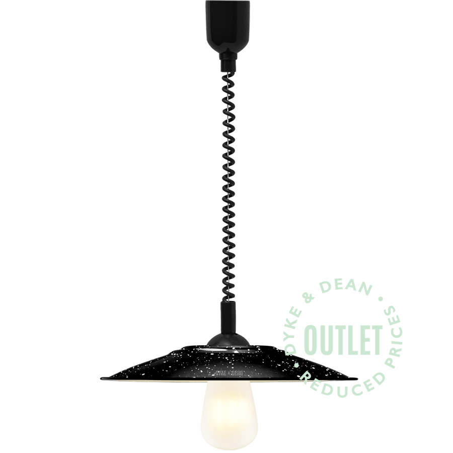 ENAMEL BLACK SPECKLED FLAT LIGHT SHADE OUTLET - DYKE & DEAN