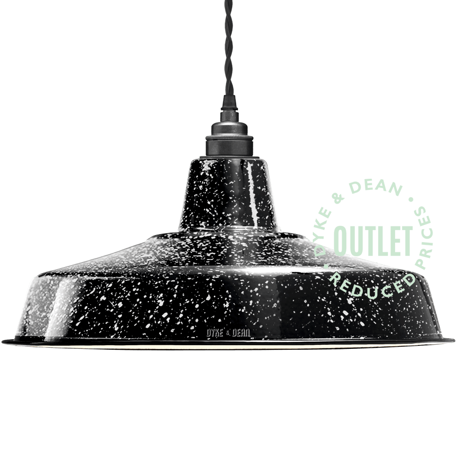 ENAMEL BLACK SPECKLED LARGE LIGHT LAMP SHADE OUTLET - DYKE & DEAN