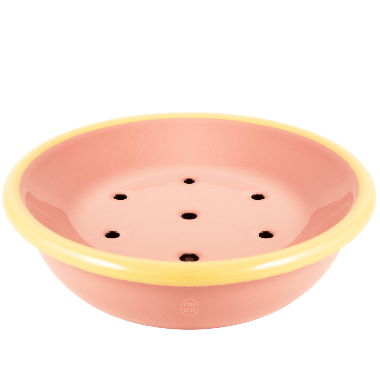 ENAMEL SOAP DISH PINK & YELLOW - DYKE & DEAN