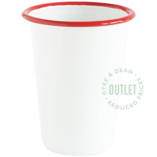 ENAMEL WHITE TUMBLER CUP WITH RED RIM OUTLET - DYKE & DEAN