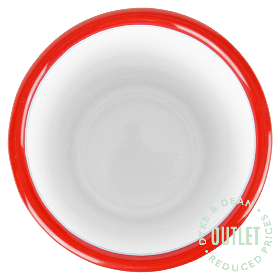 ENAMEL WHITE TUMBLER CUP WITH RED RIM OUTLET - DYKE & DEAN