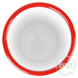 ENAMEL WHITE TUMBLER CUP WITH RED RIM OUTLET - DYKE & DEAN