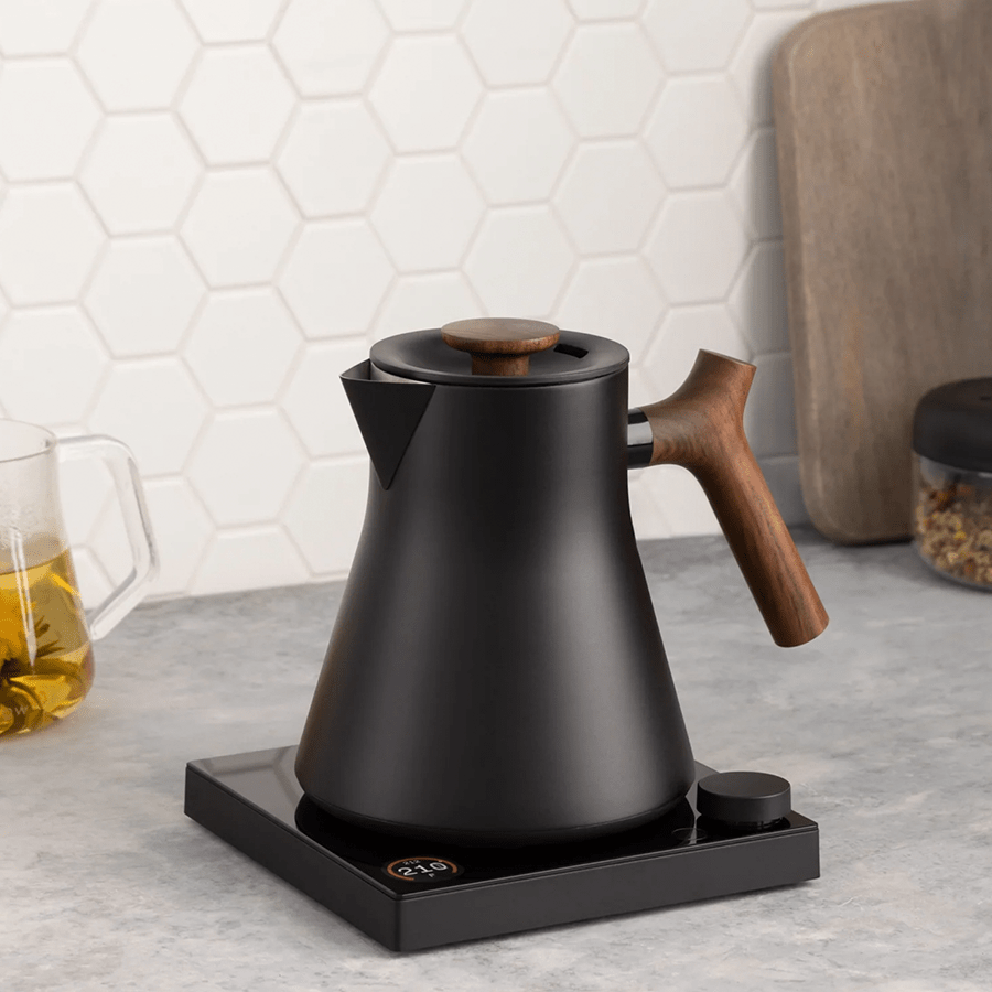 FELLOW WALNUT & MATTE BLACK CORVO EKG ELECTRIC KETTLE - DYKE & DEAN