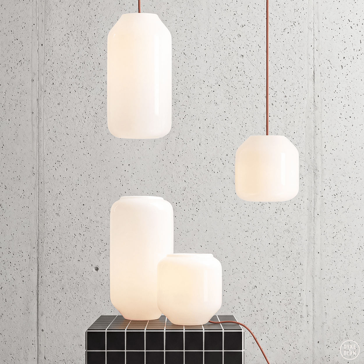 FLASK COTTON WHITE GLASS PENDANT LIGHT SMALL - DYKE & DEAN