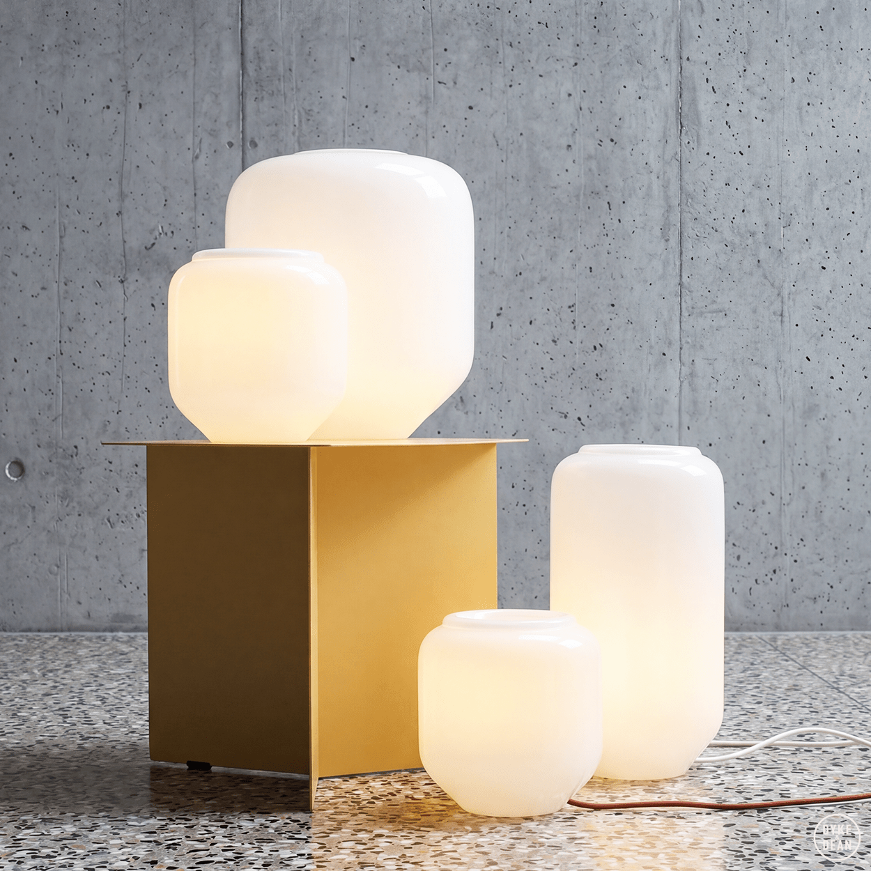 FLASK COTTON WHITE TABLE & FLOOR GLASS LIGHT - DYKE & DEAN