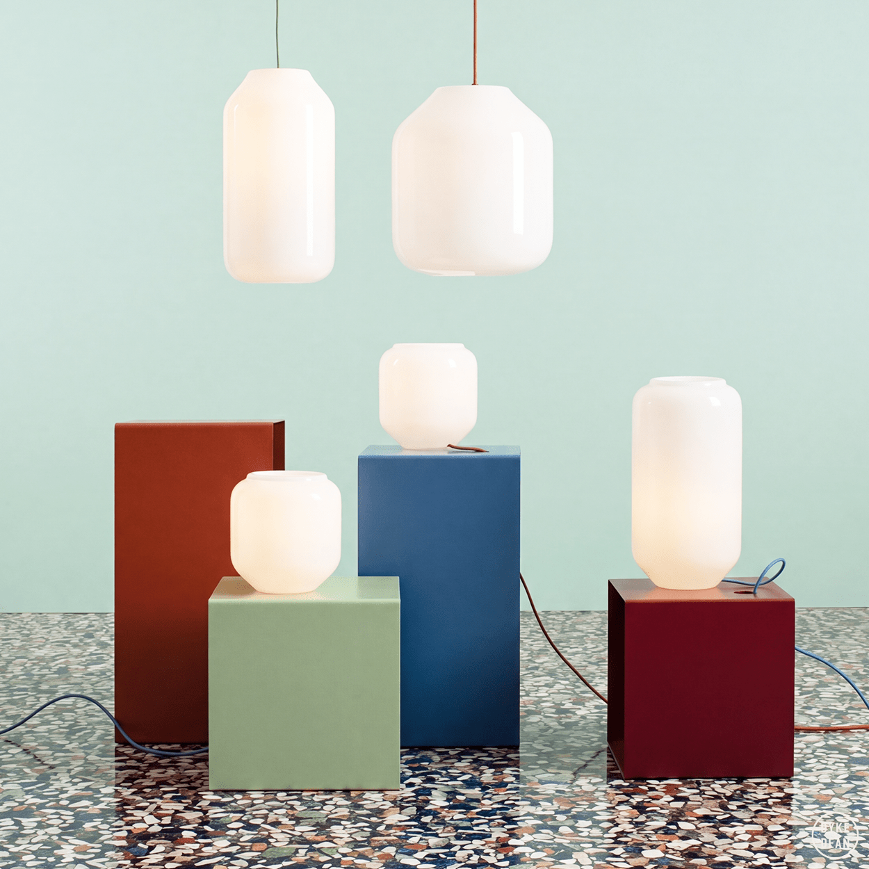 FLASK SAPPHIRE BLUE GLASS PENDANT LIGHT MEDIUM - DYKE & DEAN