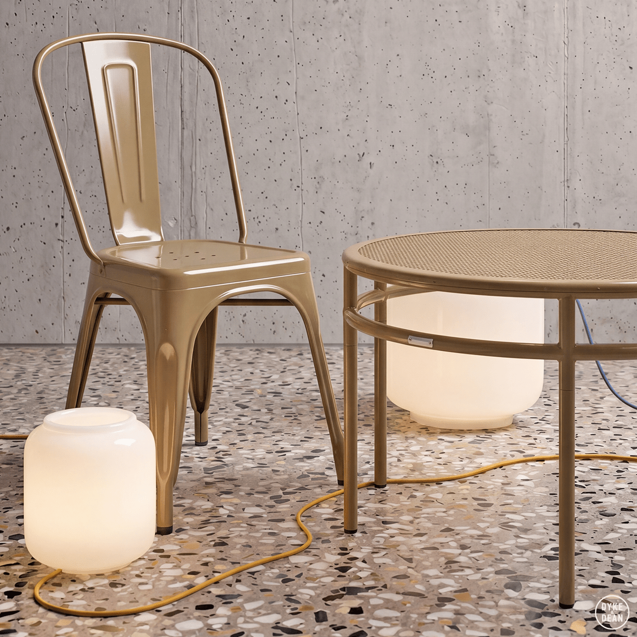 FLASK SAPPHIRE BLUE TABLE & FLOOR GLASS LIGHT - DYKE & DEAN