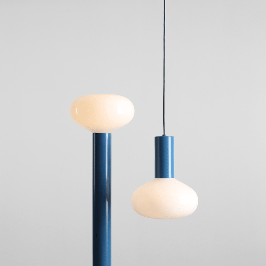 FLO OPAL GLASS ORB FLOOR LIGHT BLUE - DYKE & DEAN