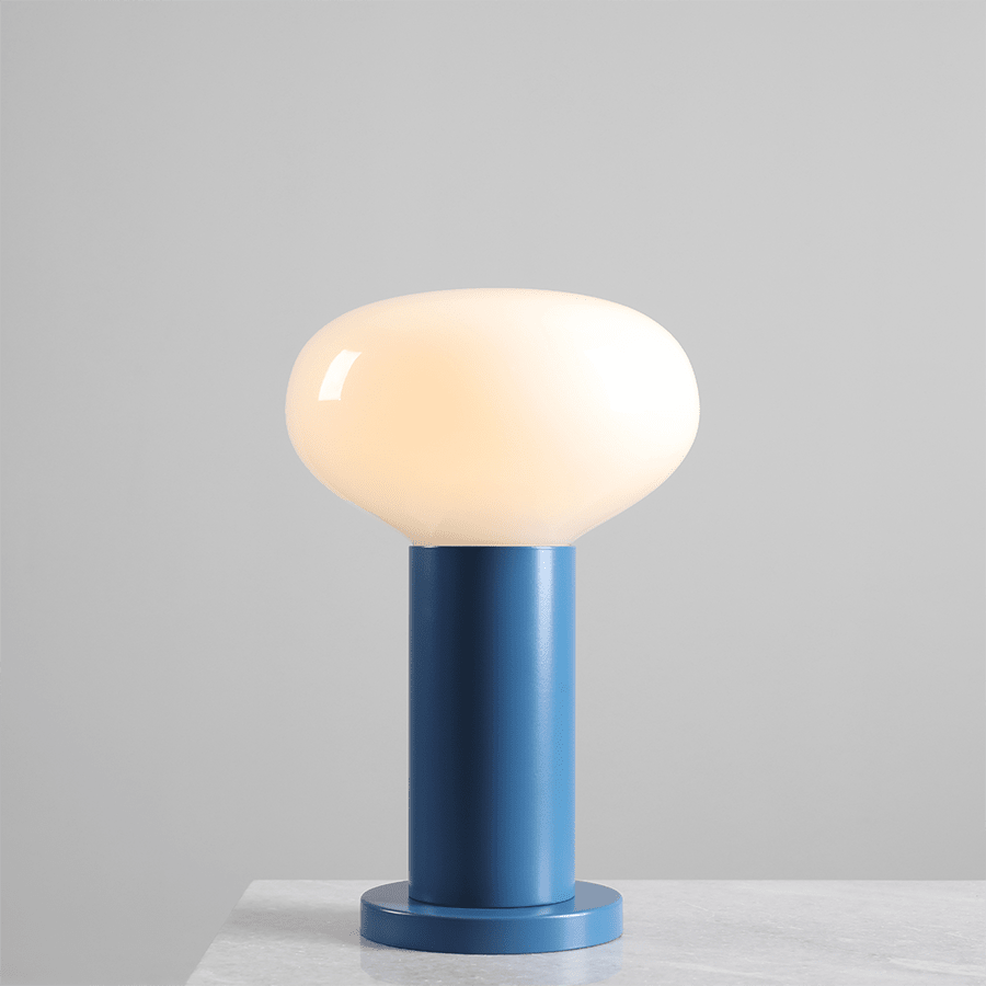 FLO OPAL GLASS ORB SMALL TABLE LIGHT BLUE - DYKE & DEAN