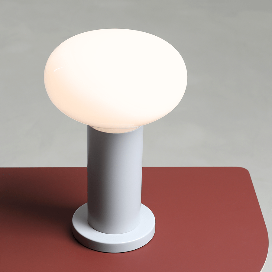 FLO OPAL GLASS ORB SMALL TABLE LIGHT GREY - DYKE & DEAN