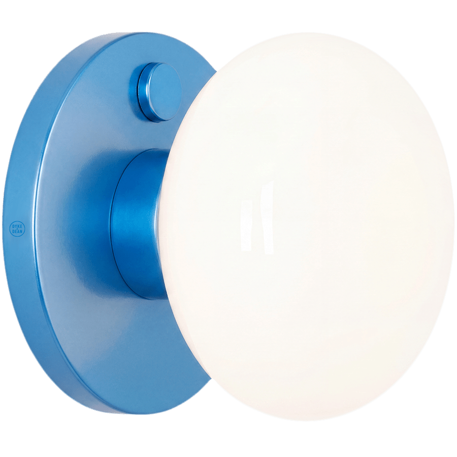 FLO OPAL GLASS ORB WALL LIGHT BLUE - DYKE & DEAN