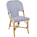 FRENCH BISTRO RATTAN CHAIR BASKET WEAVE WHITE NAVY - DYKE & DEAN