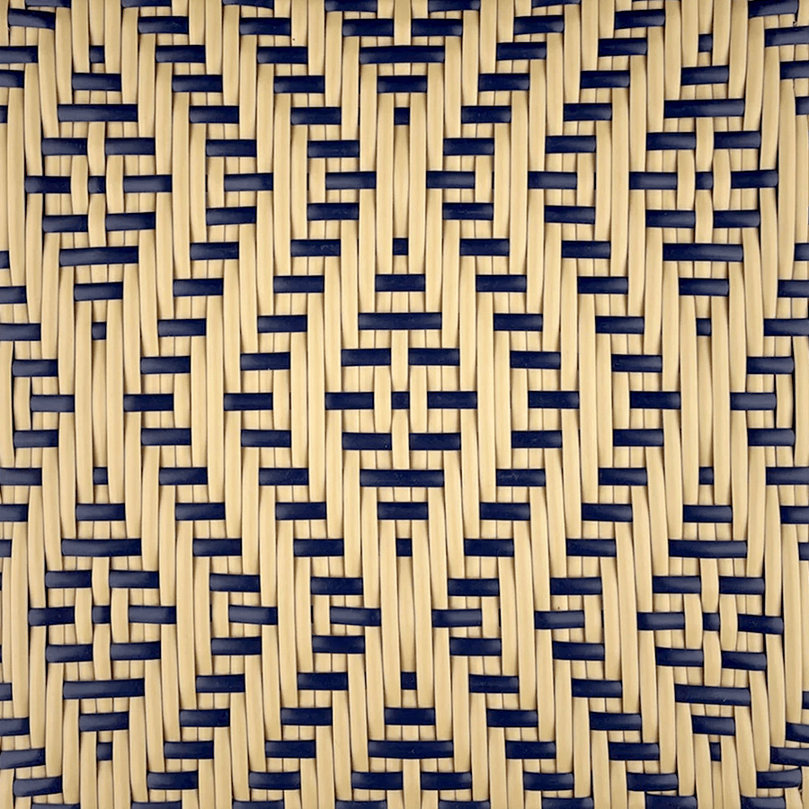 FRENCH BISTRO RATTAN CHAIR DIAMOND GOLD NAVY - DYKE & DEAN