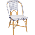 FRENCH BISTRO RATTAN CHAIR POLKA DOT ARMS WHITE - DYKE & DEAN