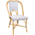FRENCH BISTRO RATTAN CHAIR SQUARES WHITE BLUE - DYKE & DEAN