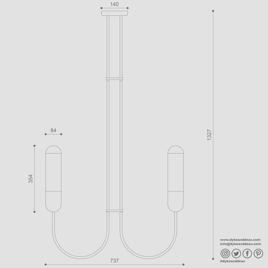 FUNSUI CHANDELIER FIXED LIGHT LONG NAVY BLUE - DYKE & DEAN