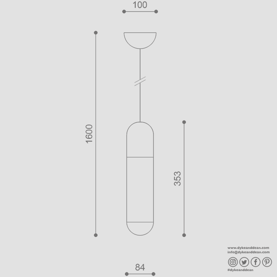 FUNSUI PILL LIGHT TUBE SINGLE PENDANT WHITE - DYKE & DEAN