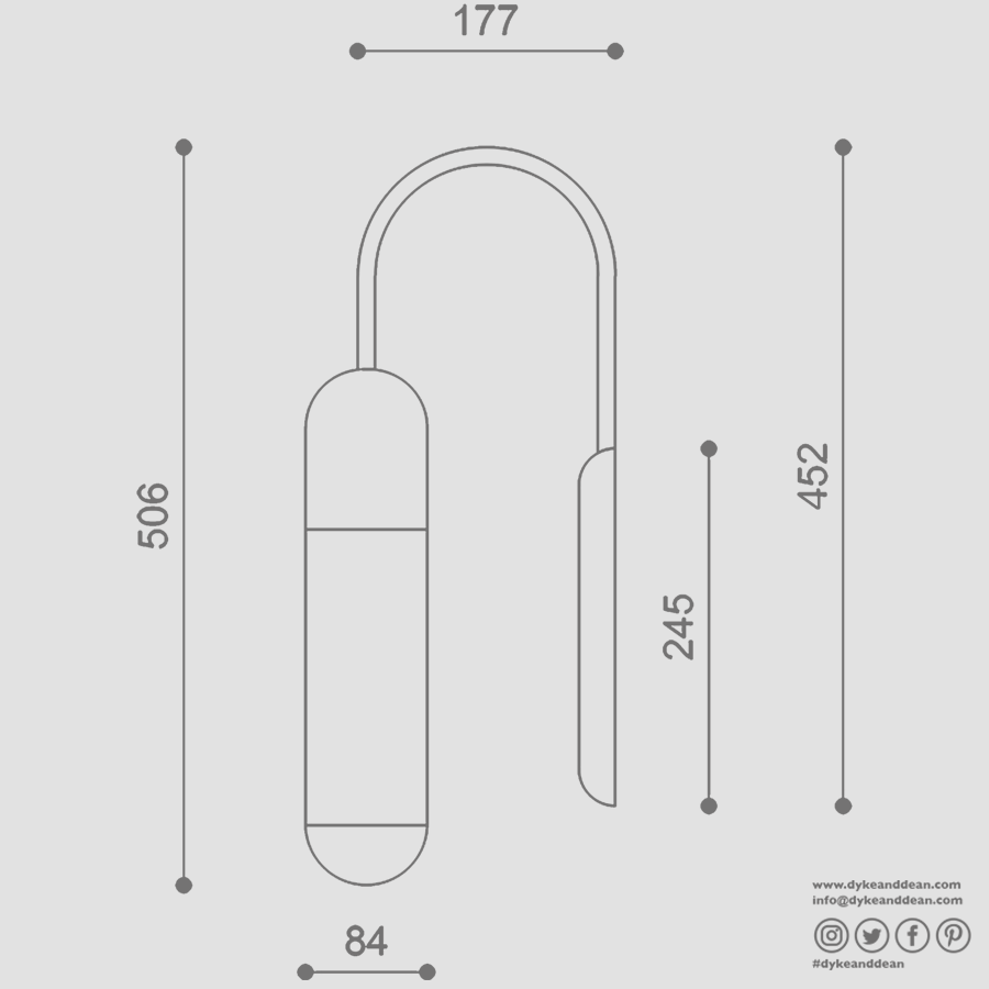FUNSUI PILL WALL LIGHT TUBE BLACK - DYKE & DEAN