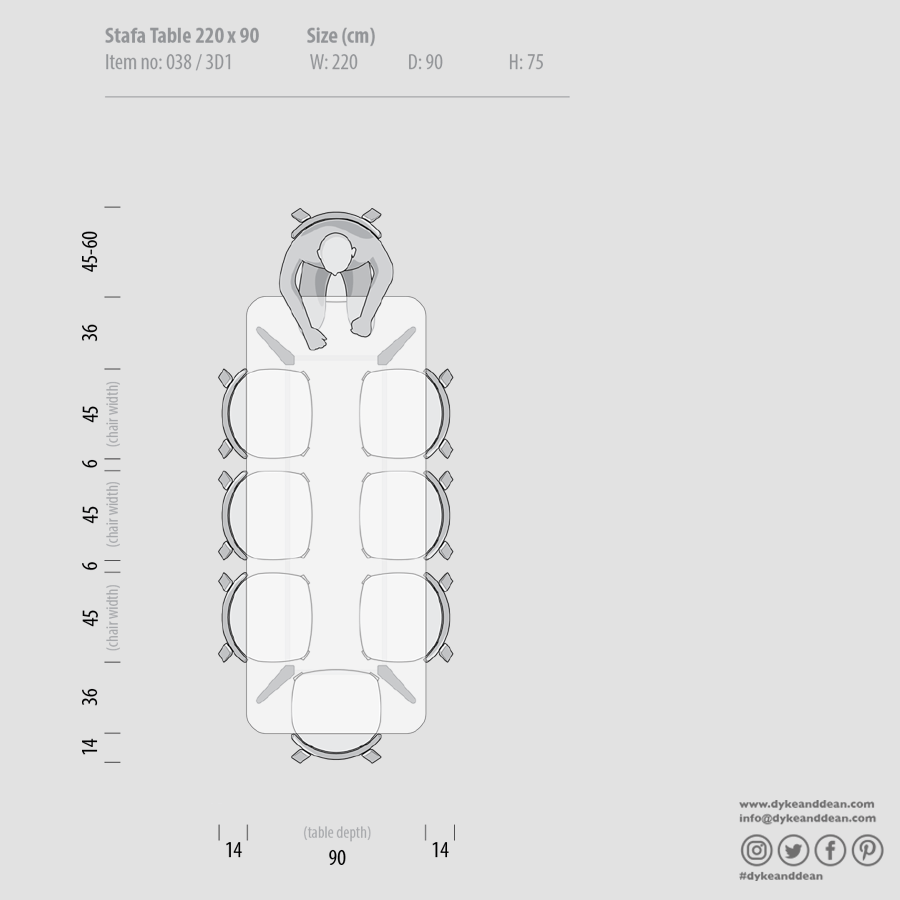 GAZZDA STAFA TABLE NATURAL OAK 220 x 90 - DYKE & DEAN