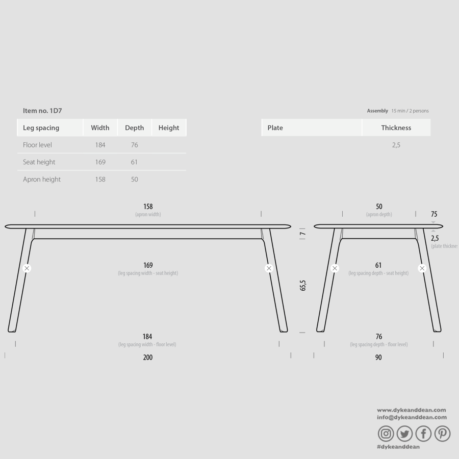 GAZZDA STAFA TABLE SMOKED OAK 200 x 90 - DYKE & DEAN