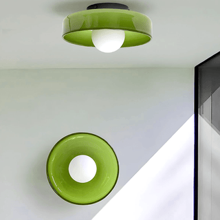 GLASS DISC WALL LIGHT APPLE GREEN 350mm - DYKE & DEAN