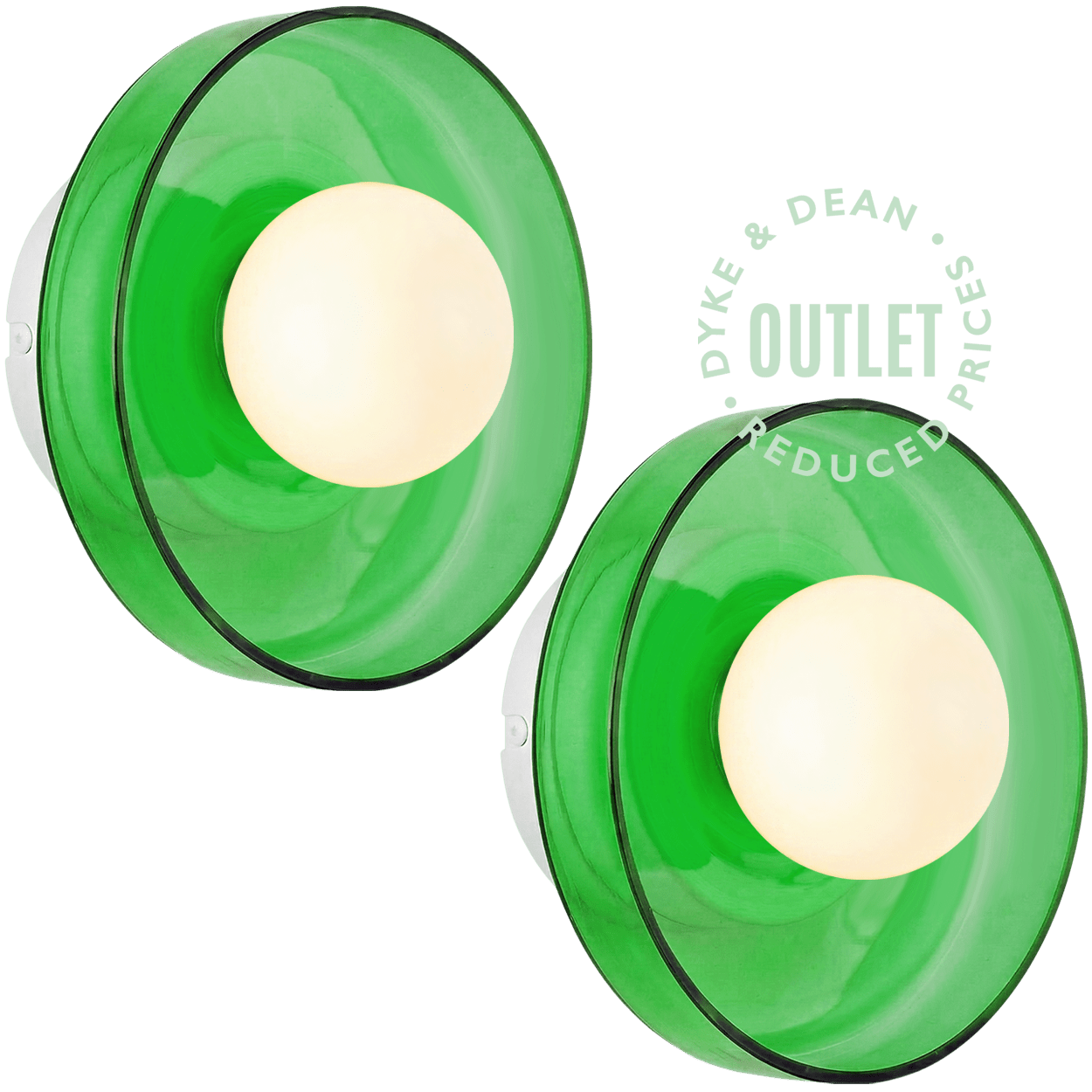 GREEN GLASS SCONCE WALL LIGHT SMALL OUTLET - DYKE & DEAN