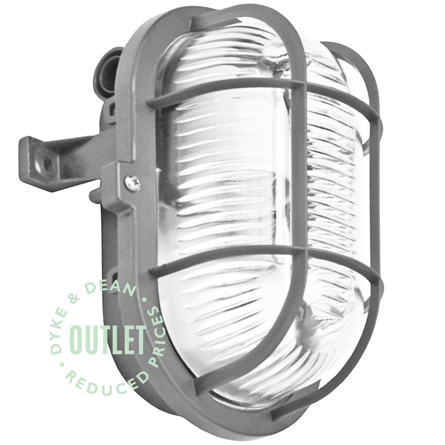 GREY PLASTIC OVAL BULKHEAD LAMP OUTLET - DYKE & DEAN