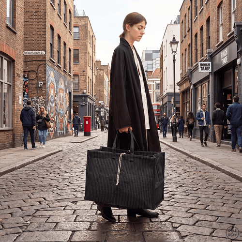 GREY WIDE WAXED COTTON BAG - DYKE & DEAN
