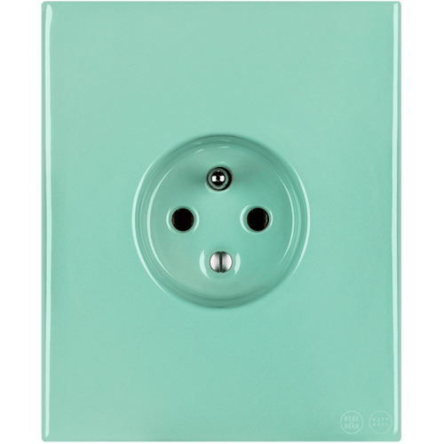 KATY PATY PORCELAIN PLATE 2 PIN EURO WALL SOCKET MINT GREEN - DYKE & DEAN