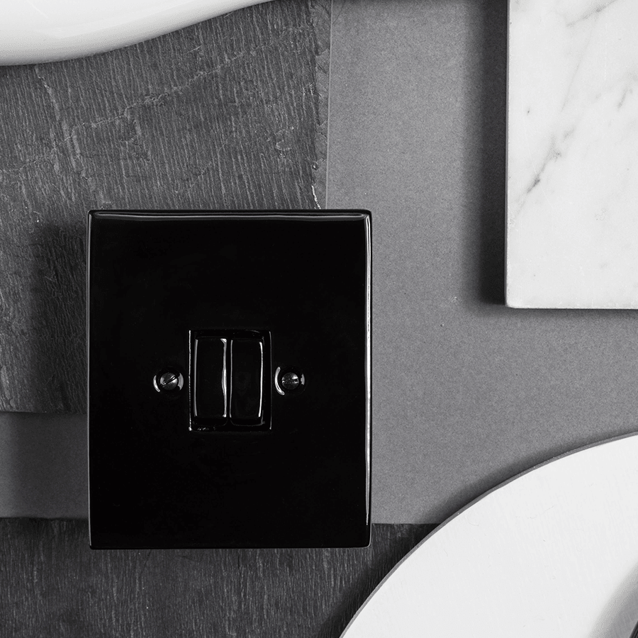 KATY PATY PORCELAIN PLATE WALL CABLE GLAND SOCKET MATTE BLACK - DYKE & DEAN