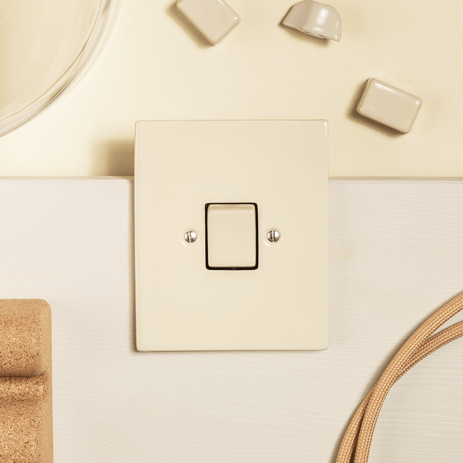 KATY PATY PORCELAIN PLATE WALL END SOCKET GREY GREEN - DYKE & DEAN