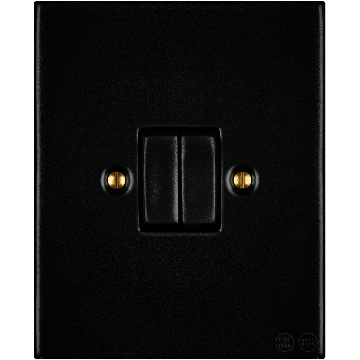 KATY PATY PORCELAIN PLATE WALL LIGHT SWITCH DOUBLE MATTE BLACK - DYKE & DEAN
