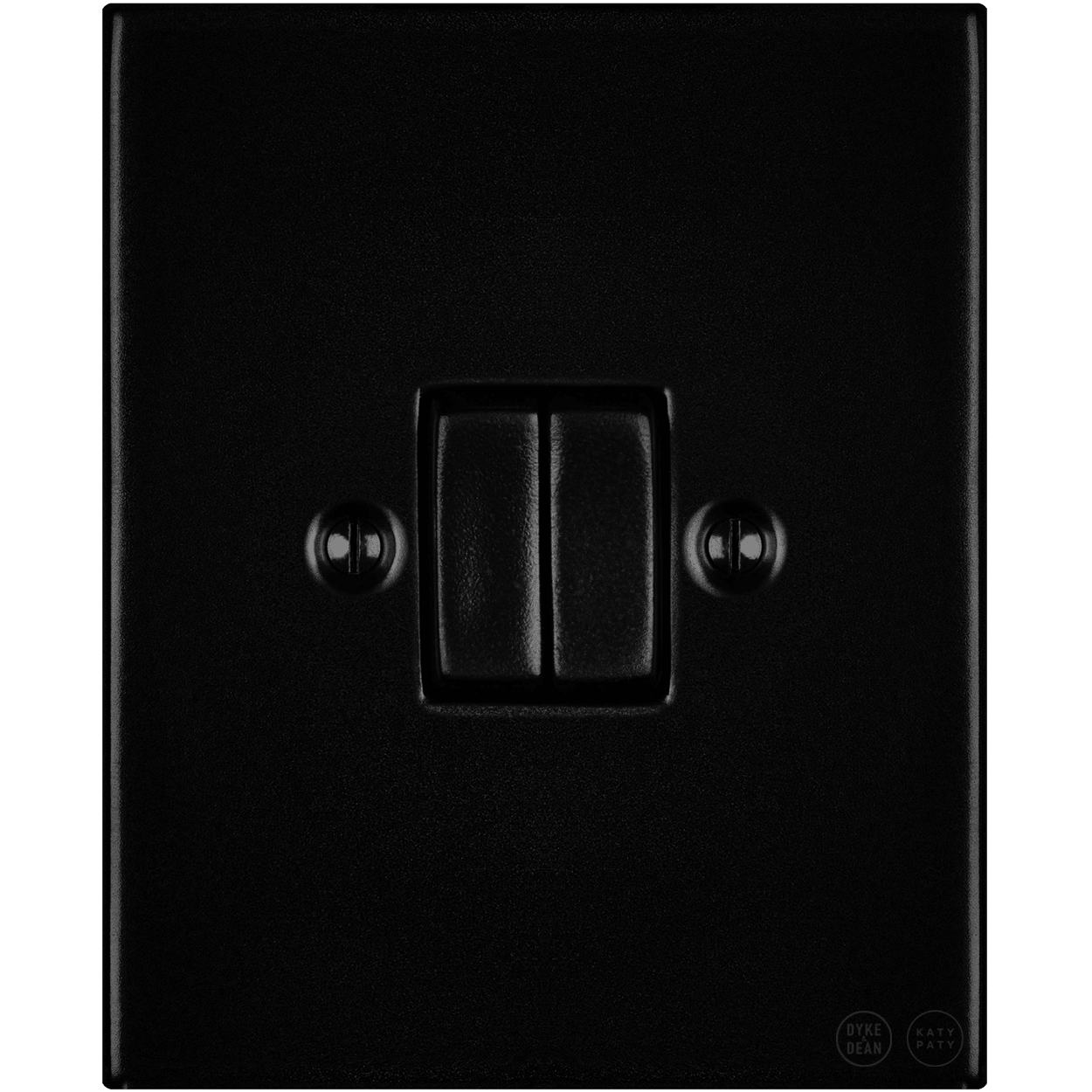 KATY PATY PORCELAIN PLATE WALL LIGHT SWITCH DOUBLE MATTE BLACK - DYKE & DEAN