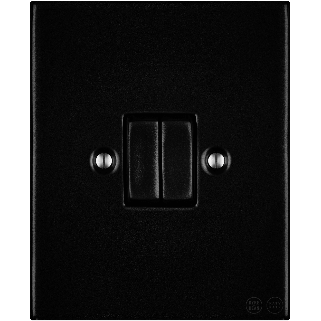 KATY PATY PORCELAIN PLATE WALL LIGHT SWITCH DOUBLE MATTE BLACK - DYKE & DEAN