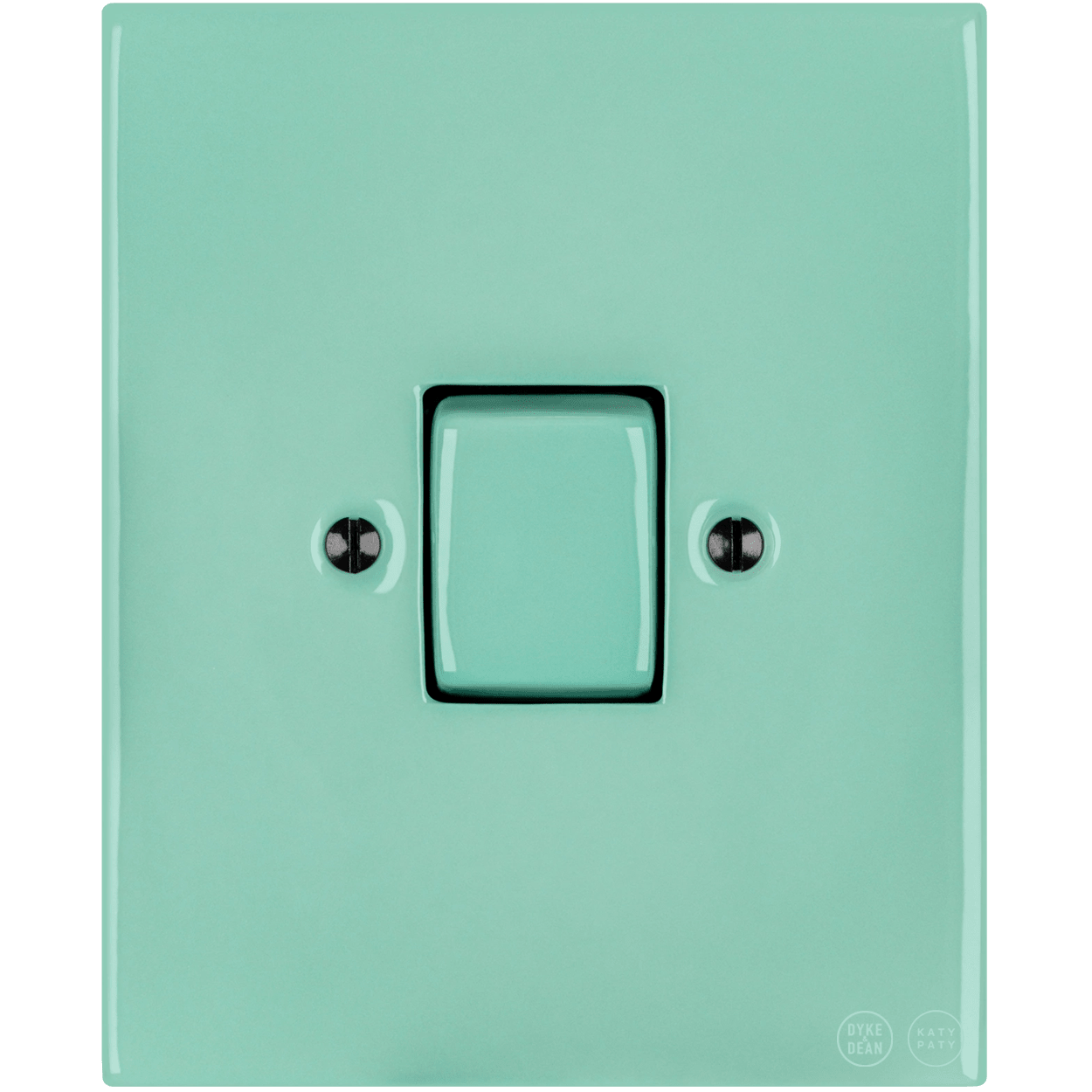KATY PATY PORCELAIN PLATE WALL LIGHT SWITCH FAT BUTTON MINT GREEN - DYKE & DEAN