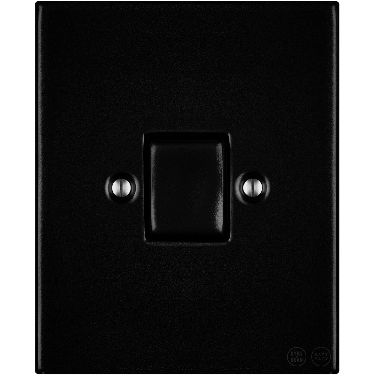 KATY PATY PORCELAIN PLATE WALL LIGHT SWITCH MATTE BLACK FAT BUTTON - DYKE & DEAN