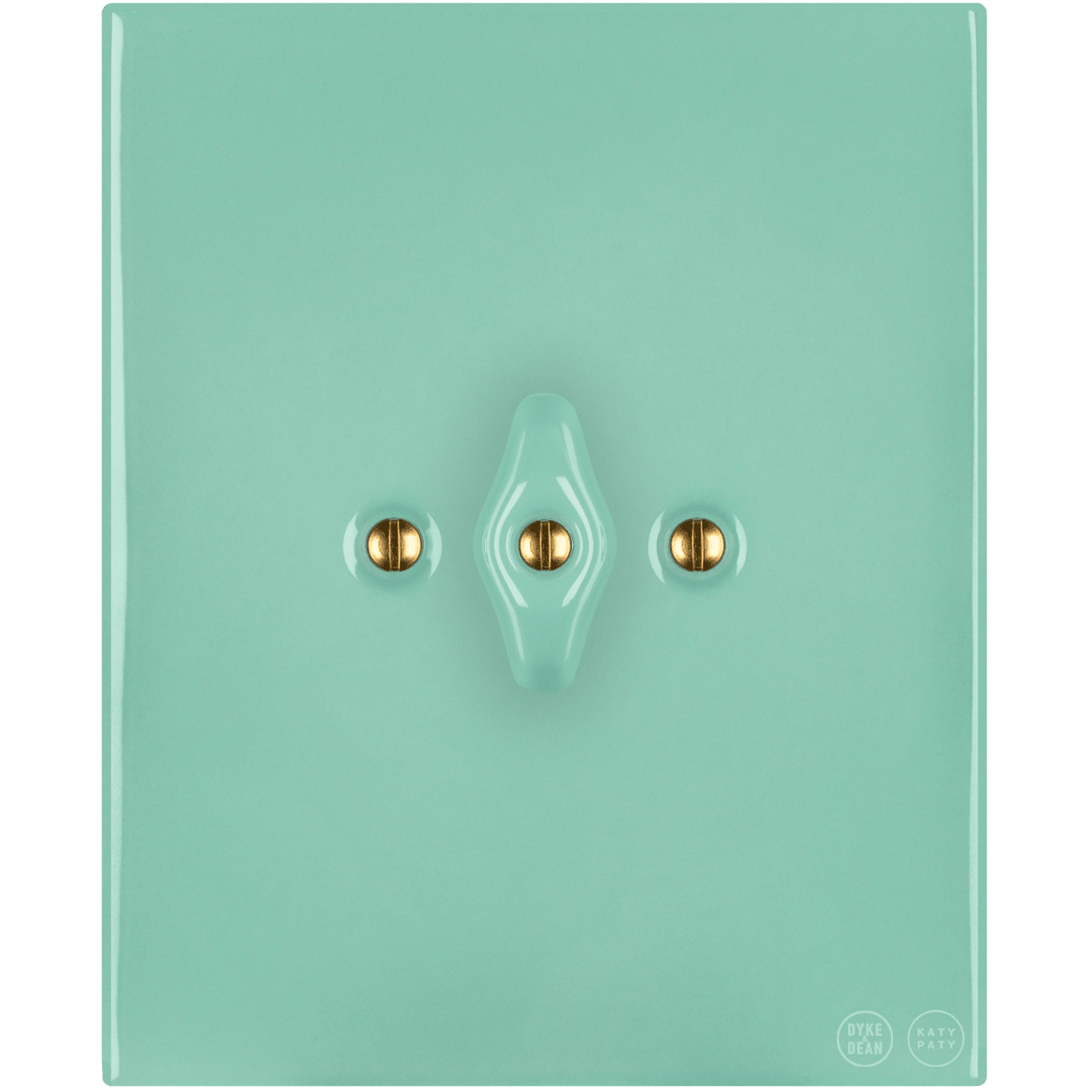 KATY PATY PORCELAIN PLATE WALL LIGHT SWITCH MINT GREEN ROTARY - DYKE & DEAN