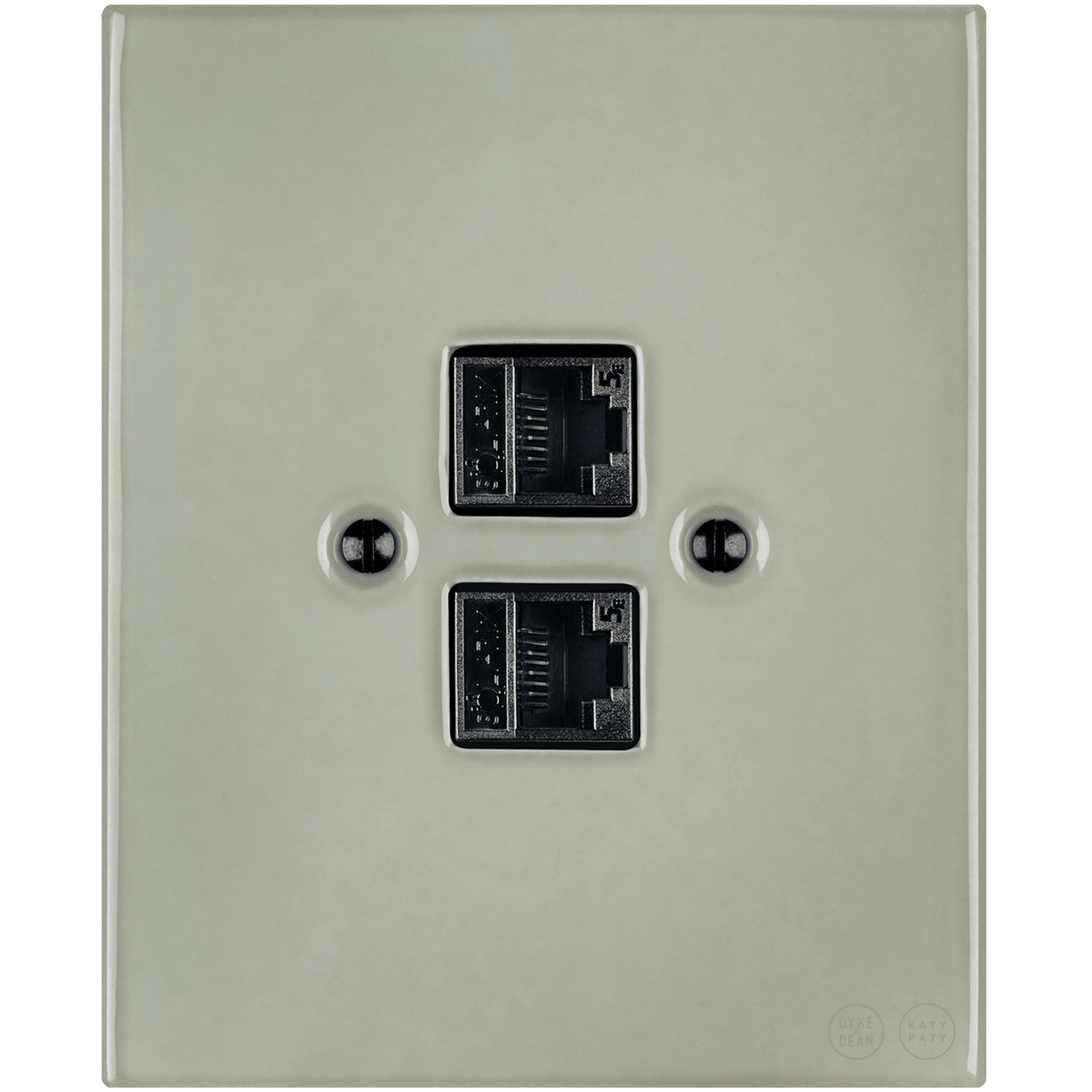 KATY PATY PORCELAIN PLATE WALL SOCKET GREY GREEN DOUBLE PC/USB - DYKE & DEAN