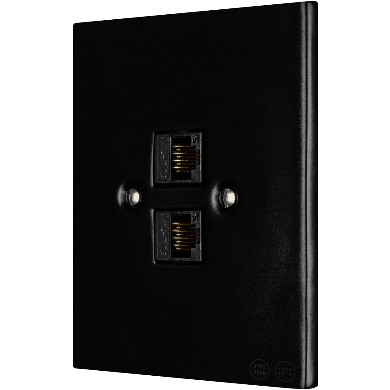 KATY PATY PORCELAIN PLATE WALL SOCKET MATTE BLACK DOUBLE PC/USB - DYKE & DEAN