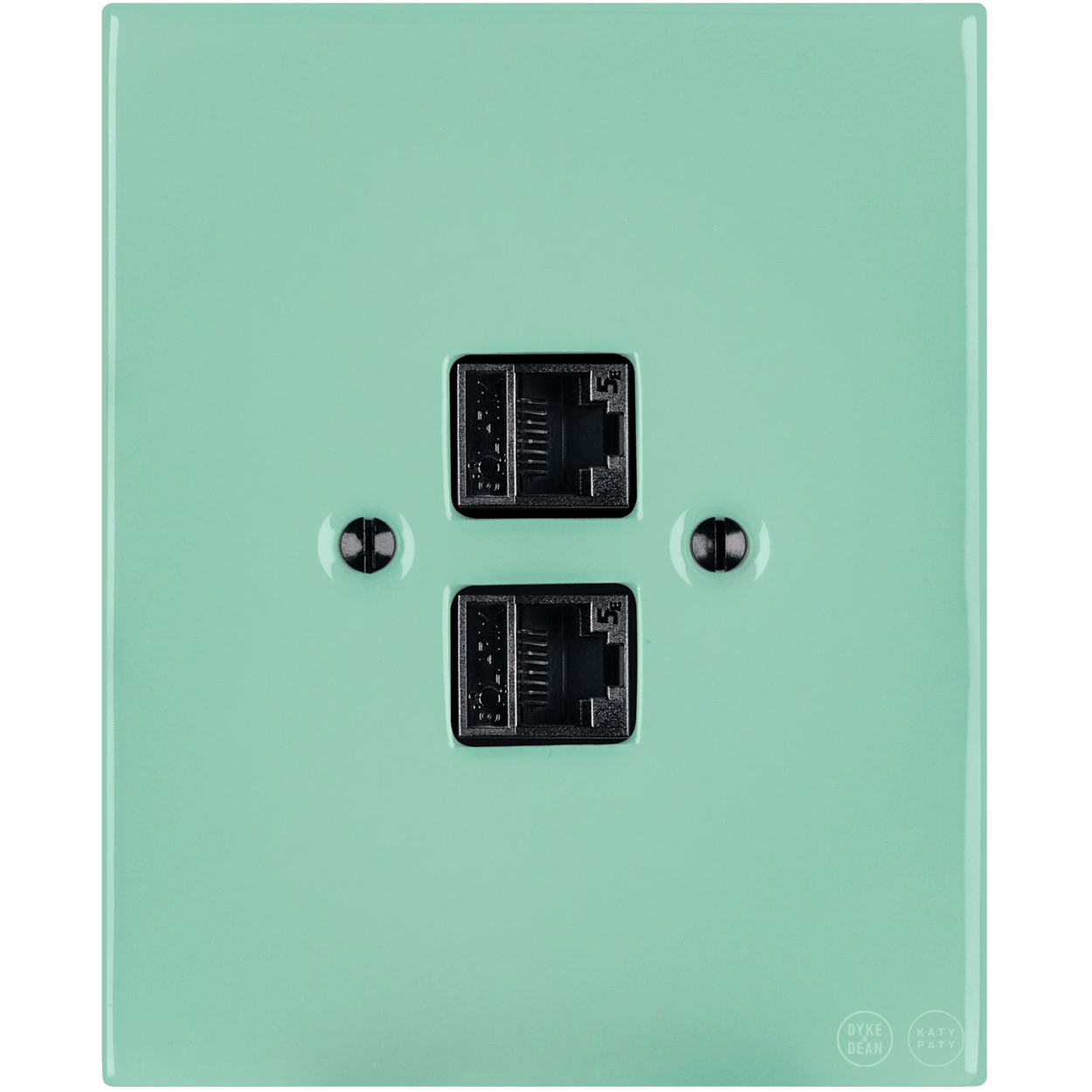 KATY PATY PORCELAIN PLATE WALL SOCKET MINT GREEN DOUBLE PC/USB - DYKE & DEAN