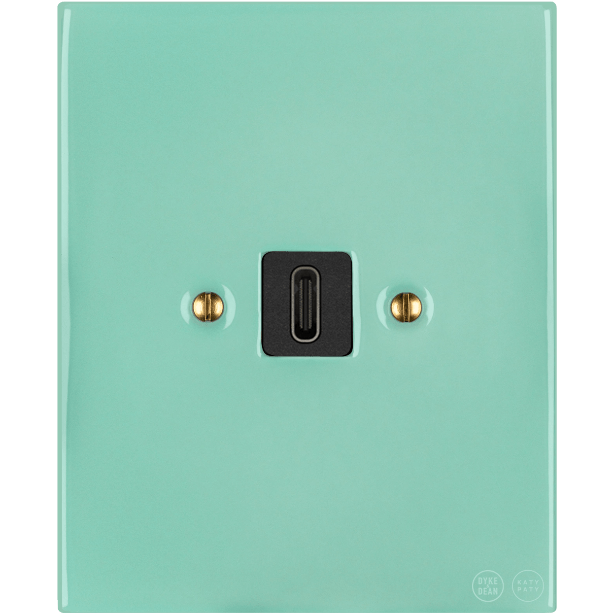 KATY PATY PORCELAIN PLATE WALL SOCKET MINT GREEN USB - C - DYKE & DEAN