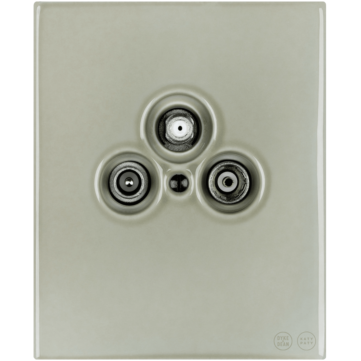 KATY PATY PORCELAIN PLATE WALL SOCKET TV ANTENNA GREY GREEN - DYKE & DEAN