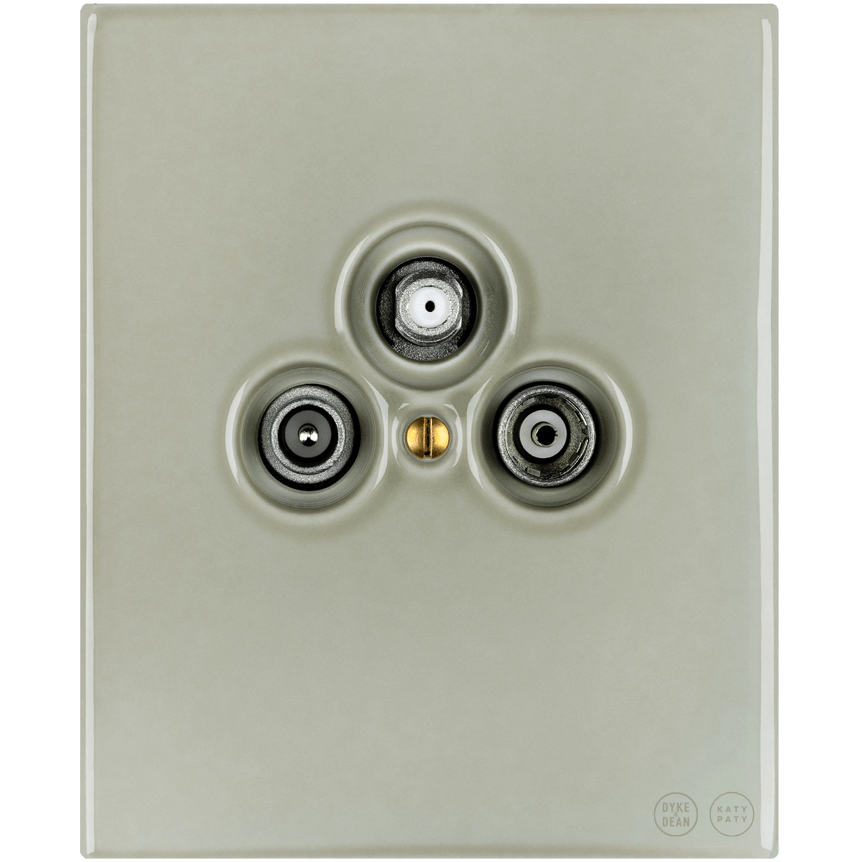 KATY PATY PORCELAIN PLATE WALL SOCKET TV ANTENNA GREY GREEN - DYKE & DEAN