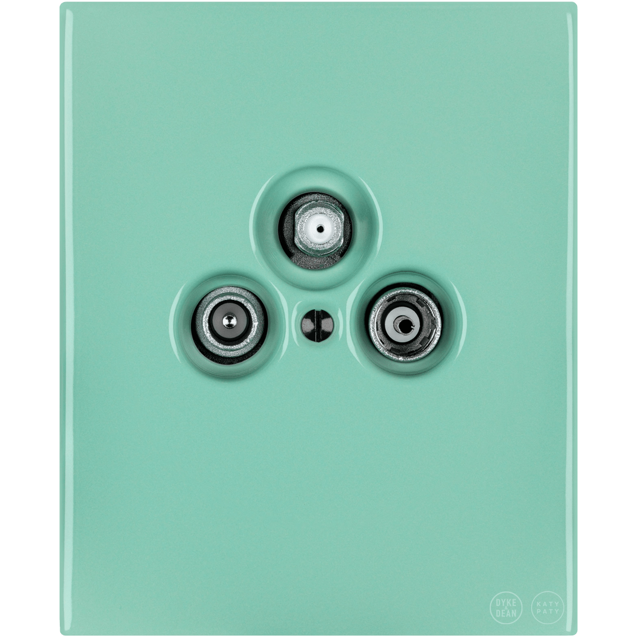 KATY PATY PORCELAIN PLATE WALL SOCKET TV ANTENNA MINT GREEN - DYKE & DEAN