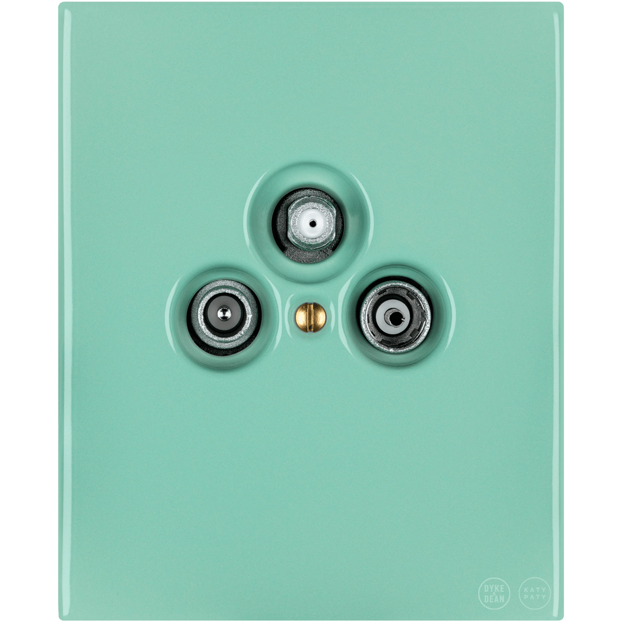 KATY PATY PORCELAIN PLATE WALL SOCKET TV ANTENNA MINT GREEN - DYKE & DEAN