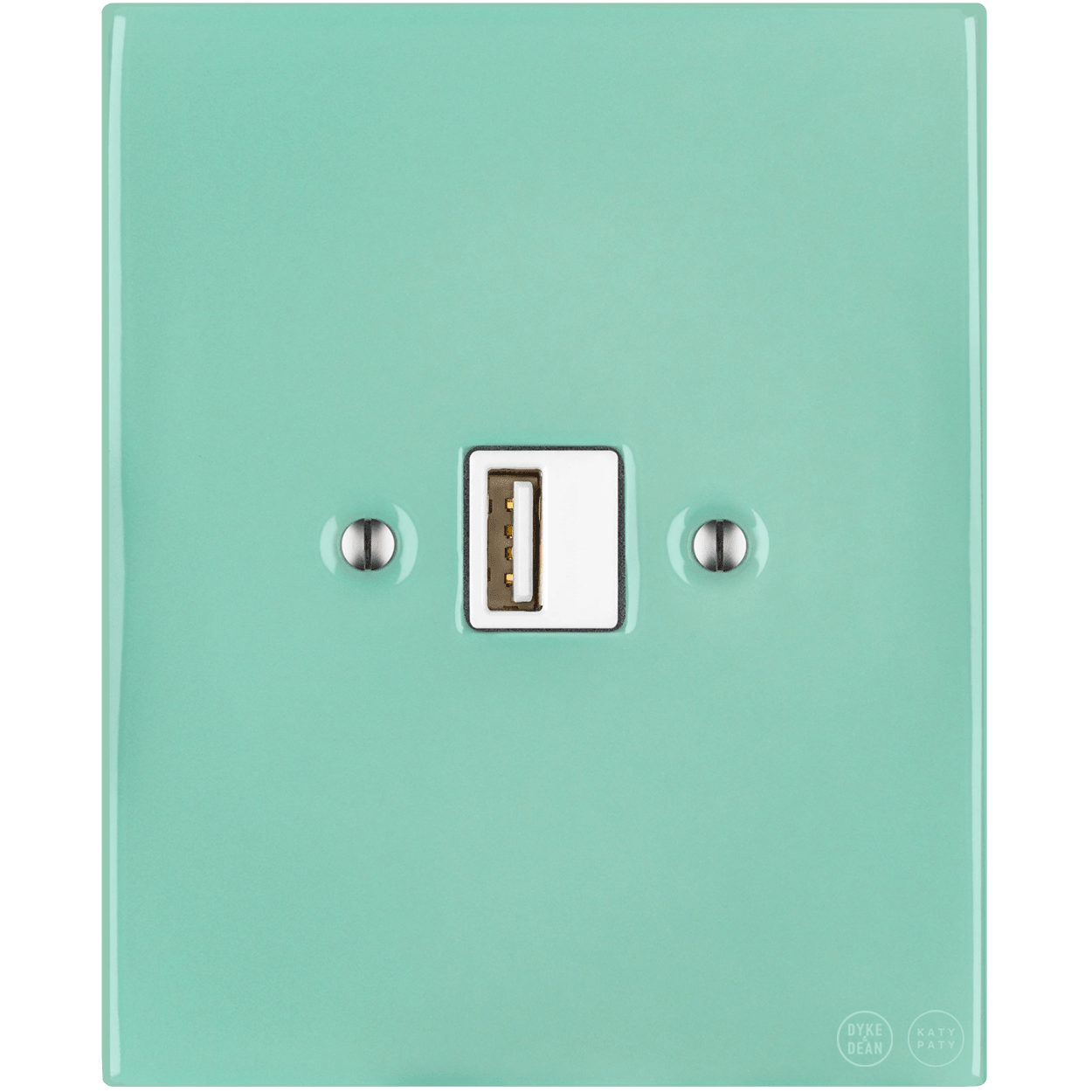 KATY PATY PORCELAIN PLATE WALL USB CHARGER MINT GREEN - DYKE & DEAN