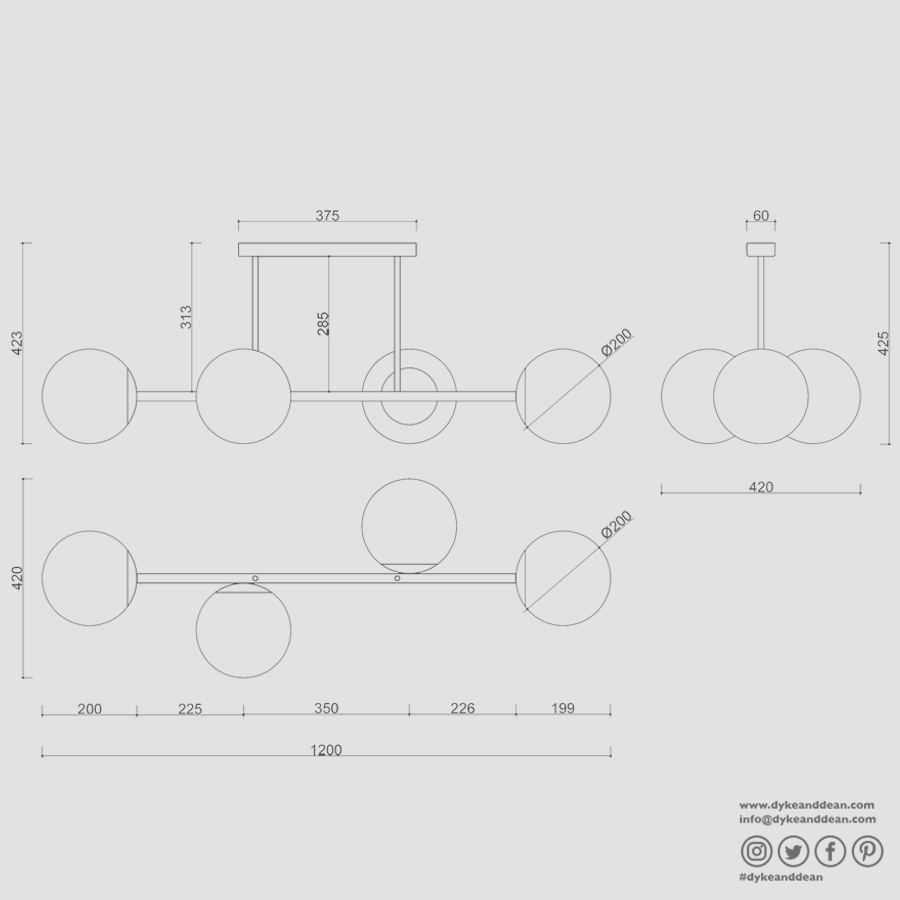 KOP WATERPROOF HANGING CEILING LIGHT WHITE - DYKE & DEAN