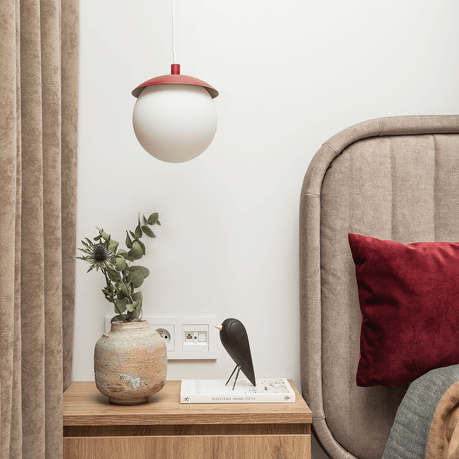 KUUL G WATERPROOF CEILING PENDANT GLOBE LIGHT BURGUNDY - DYKE & DEAN