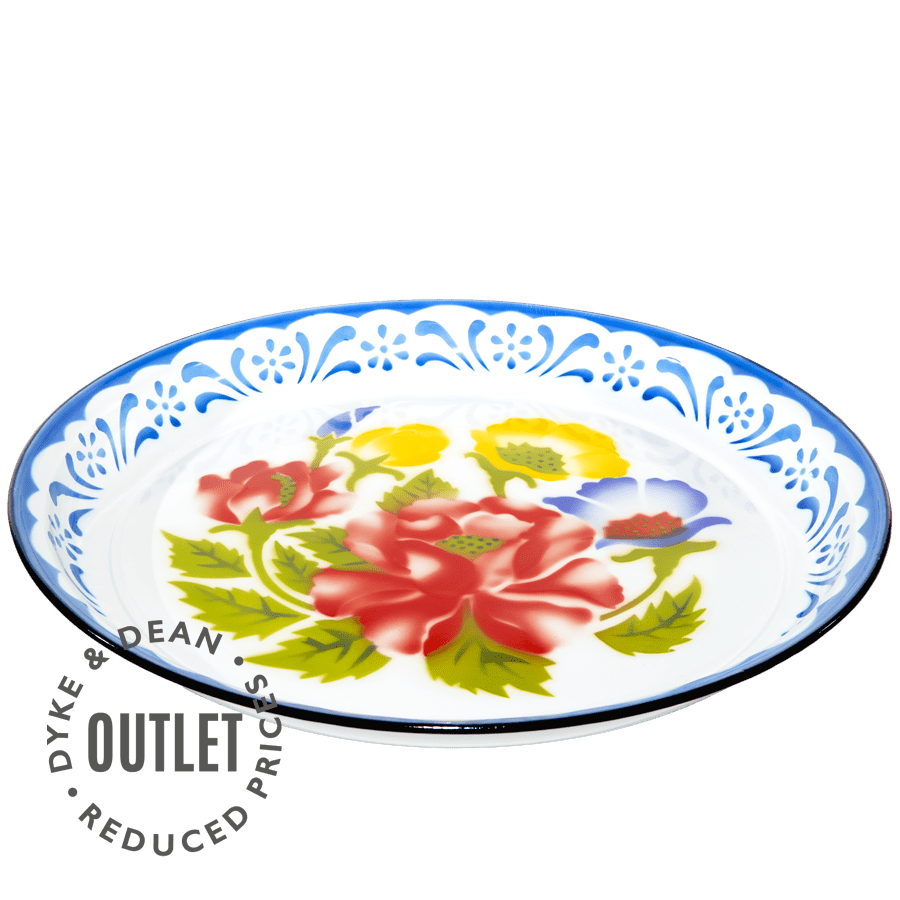LARGE FLOWER ENAMEL TRAY BLUE OUTLET - DYKE & DEAN