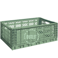 LARGE MAXI STACKING CRATE ALMOND GREEN OUTLET - DYKE & DEAN